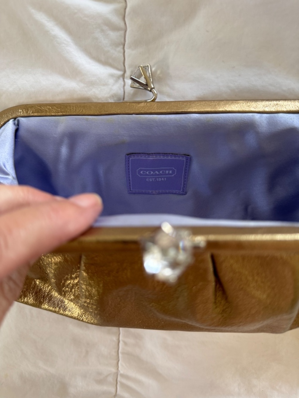 Coach Gold Metallic Kiss Lock Wristlet - Picture 9 of 11